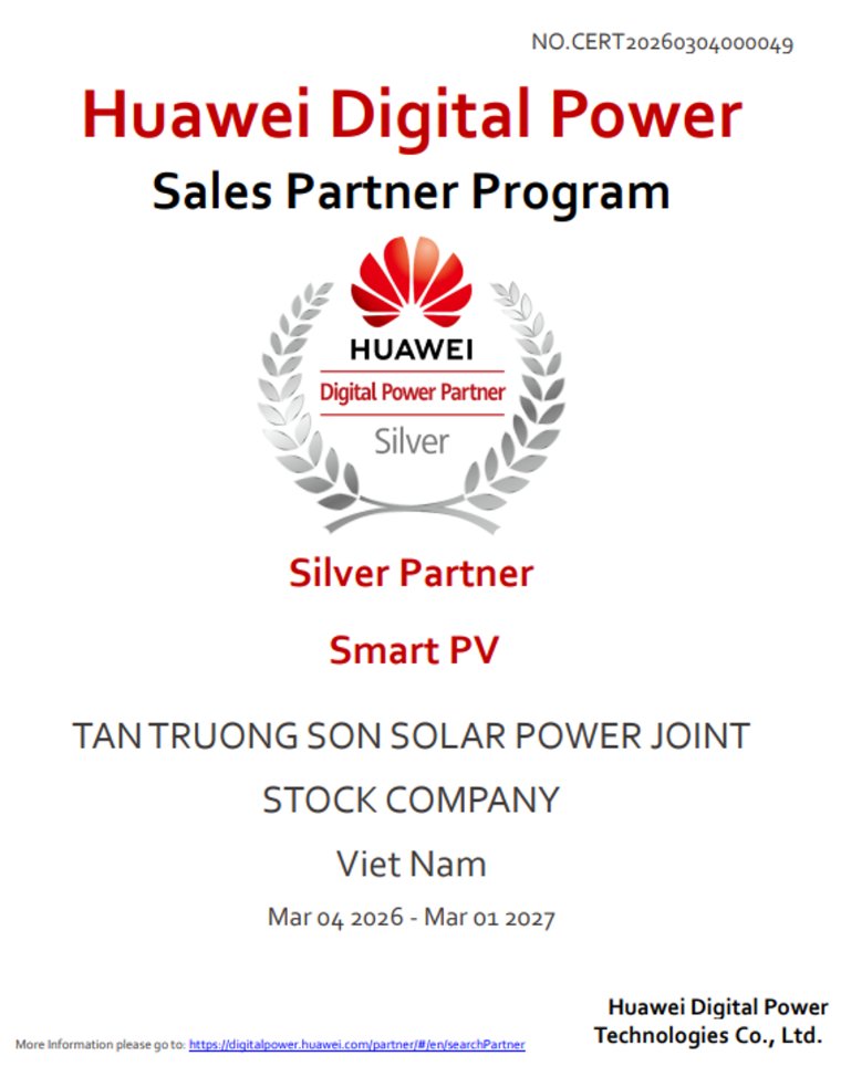 Chứng nhận Huawei Digital Power Silver Partner
